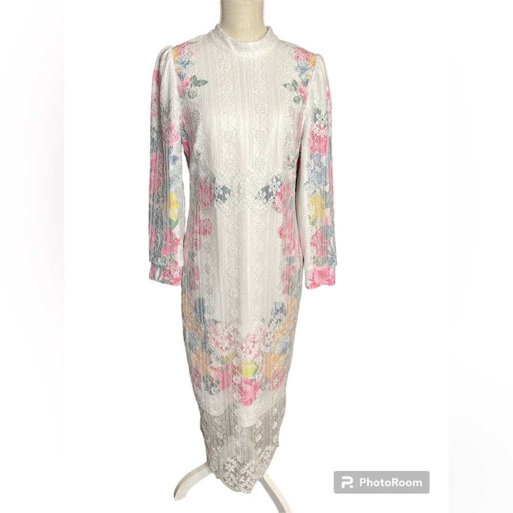Shein Curve Floral Lace Overlayed Dress